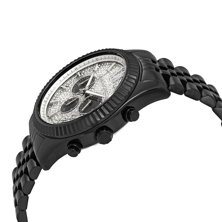 Michael Kors Lexington Chronograph Silver Crystal Pave Dial Men's Watch MK8605
