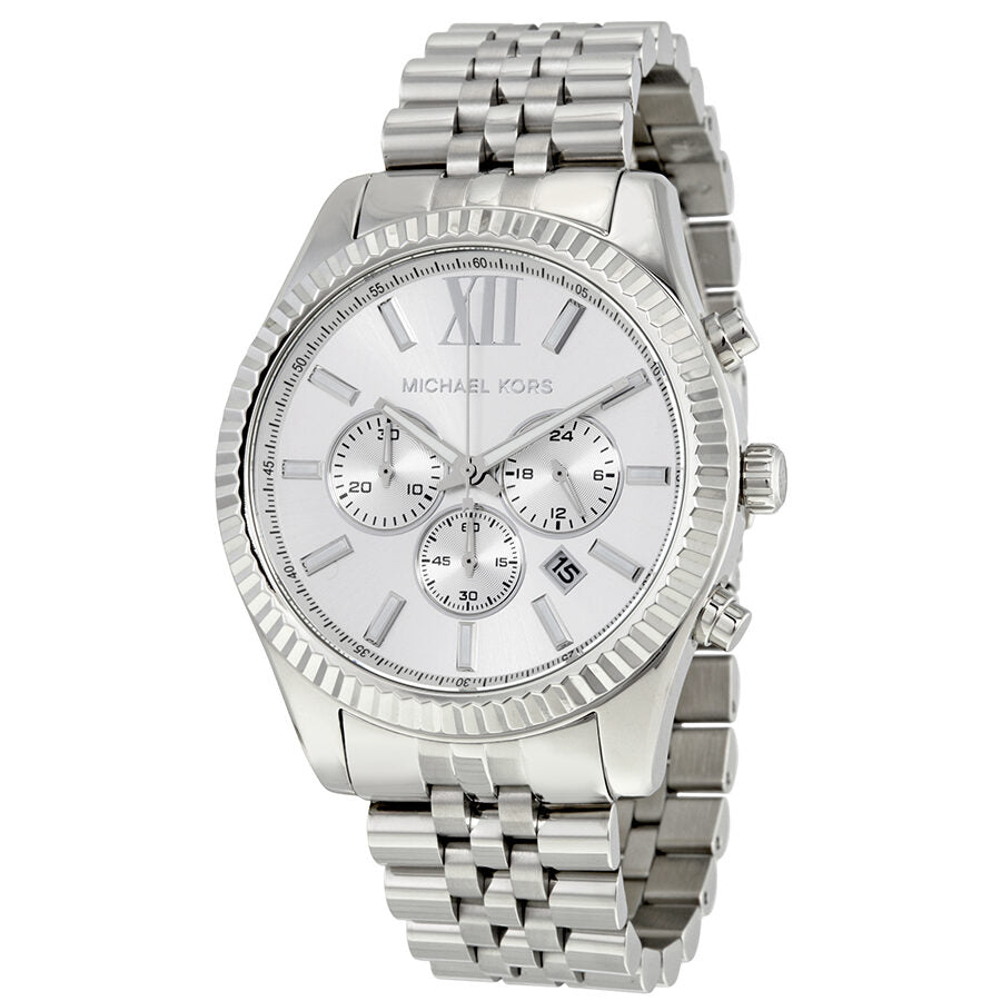 Michael Kors Lexington Reloj cronógrafo con esfera plateada para hombre MK8405