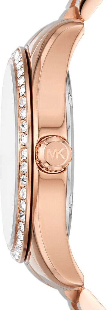 Michael Kors Lexington MK1088 side view showing rose gold-tone case and bracelet thickness