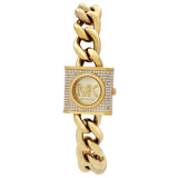 Michael Kors MK Chain Lock Quartz Crystal Gold Dial Ladies Watch MK4711 - Watches of America