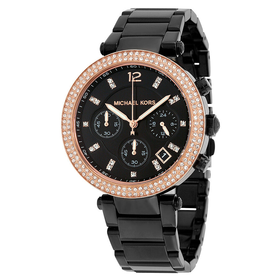 Michael Kors Parker Reloj cronógrafo con esfera negra para mujer MK5885