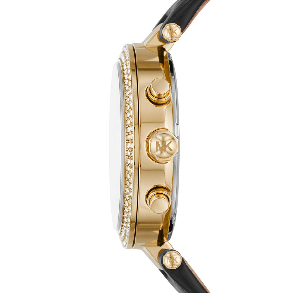 Michael Kors Parker Reloj cronógrafo de cuarzo con esfera negra y cristal para mujer MK6984