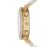 ساعة مايكل كورس باركر كرونوغراف بمينا أبيض وسوار جلدي أبيض للنساء - MK6916