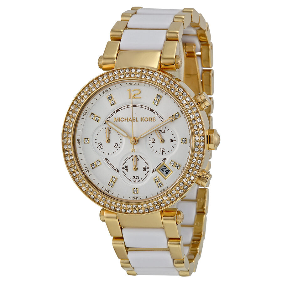 Michael Kors Parker Reloj multifunción con esfera blanca para mujer MK6119
