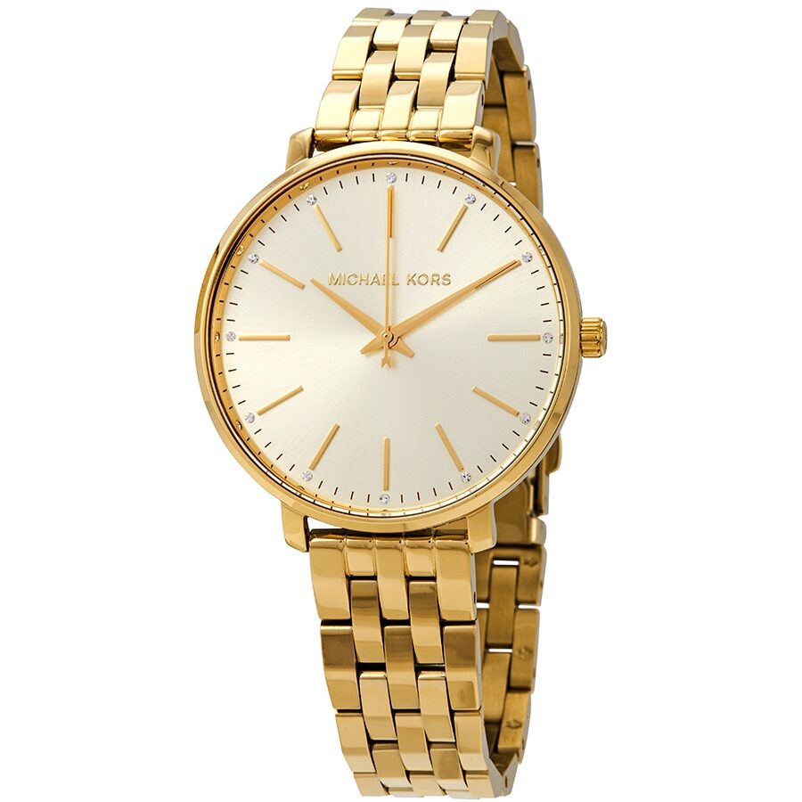 Michael Kors Pyper Crystal Yellow Gold-tone Dial Ladies Watch MK3898
