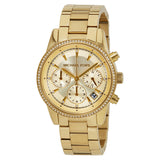 Michael Kors Ritz Reloj cronógrafo con esfera dorada para mujer MK6356