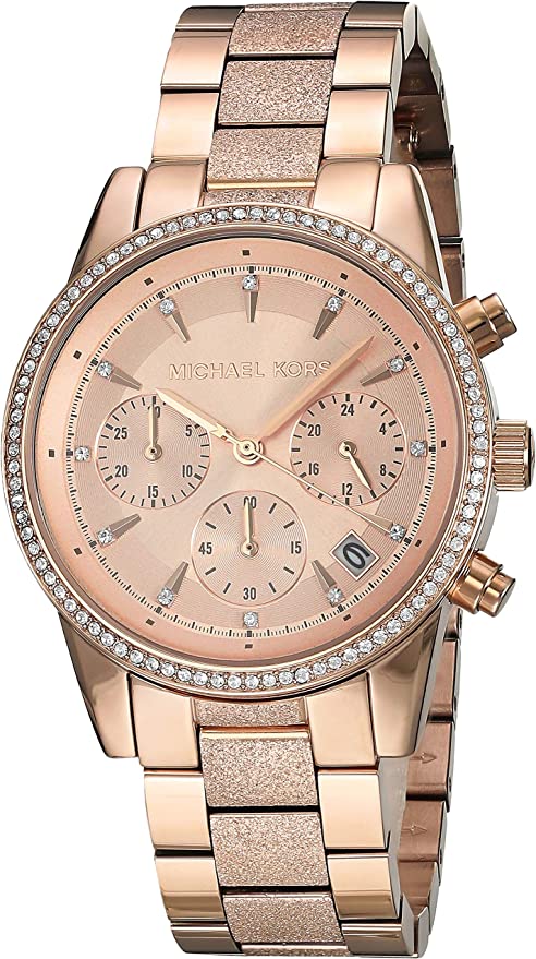 Michael Kors Ritz Reloj cronógrafo para mujer en tono dorado rosa MK6598