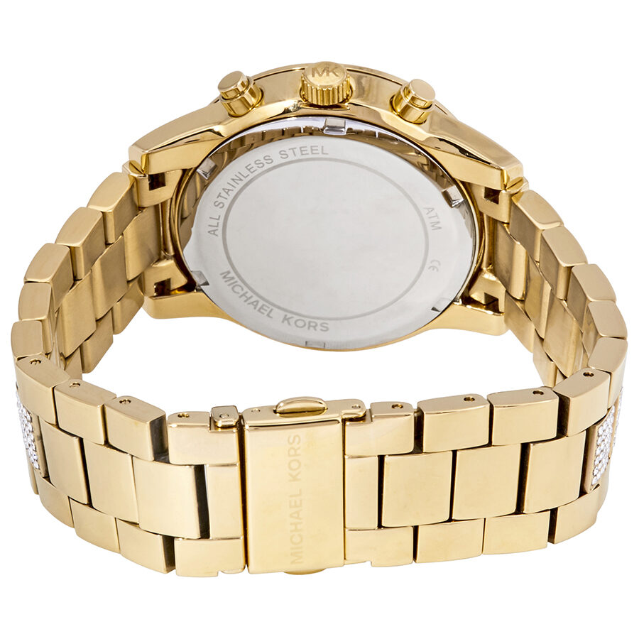 Michael Kors Ritz Pave Chronograph Crystal Gold Dial Ladies Watch MK6484