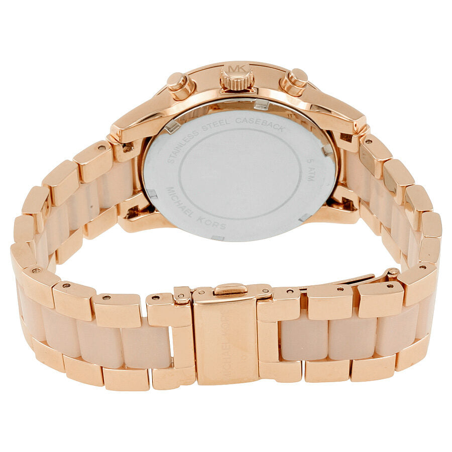 Michael Kors Ritz Reloj cronógrafo de cuarzo con esfera rosa para mujer MK6307