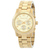Michael Kors Runway Chronograph Quartz Gold Dial Ladies Watch MK7323 - Watches of America