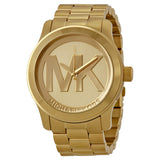 Michael Kors Runway Reloj de pulsera de cuarzo dorado con esfera de champán para mujer MK5473