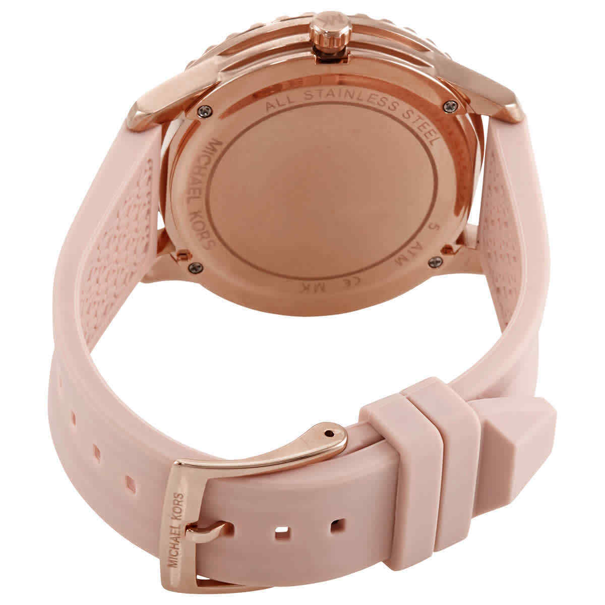 Michael Kors Runway Reloj de cuarzo con esfera de cristal rosa para mujer MK6854