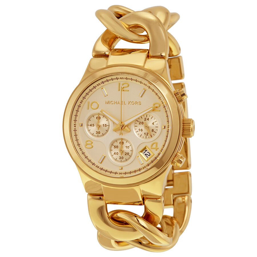 Michael Kors Runway Twist gold-tone chronograph ladies watch with twisted link bracelet