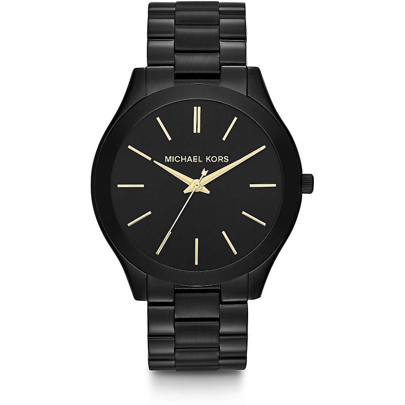 Michael Kors Slim Runway Negro Ion-plateado Reloj Unisex MK3221