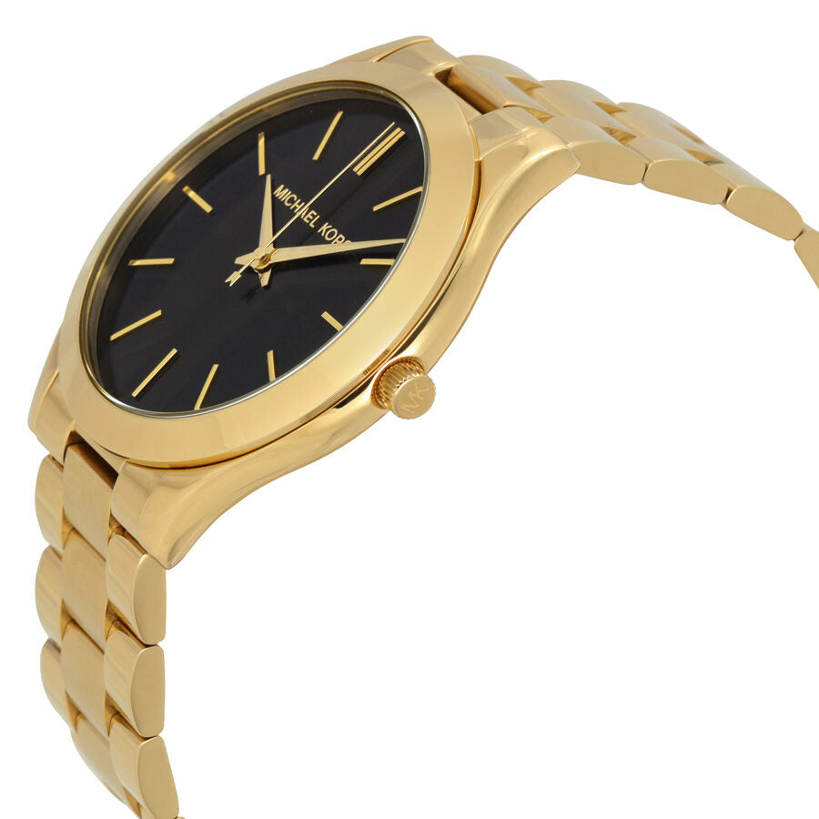Michael Kors Slim Runway Black Dial Gold Women's Watch - MK3478