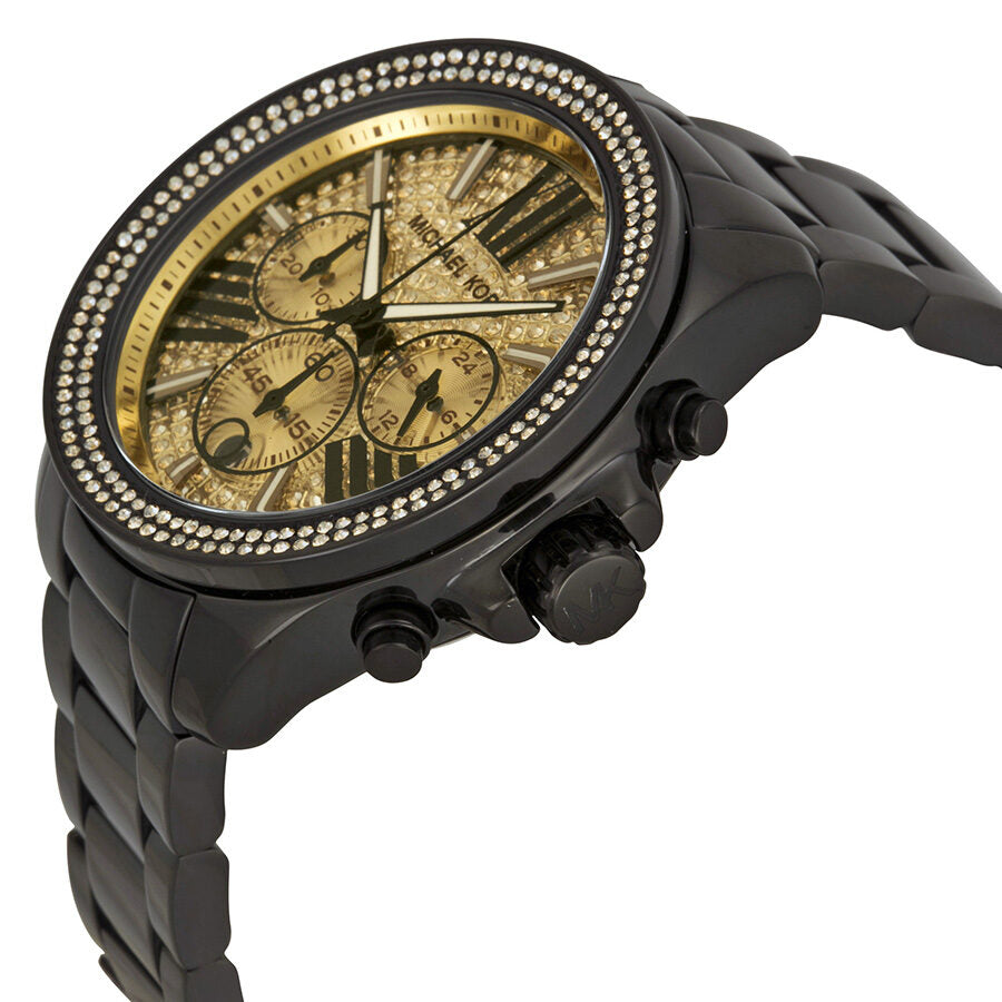 Michael Kors Wren Cronógrafo Crystal Pave Dial Negro Ion-plateado Ladies Watch MK5961