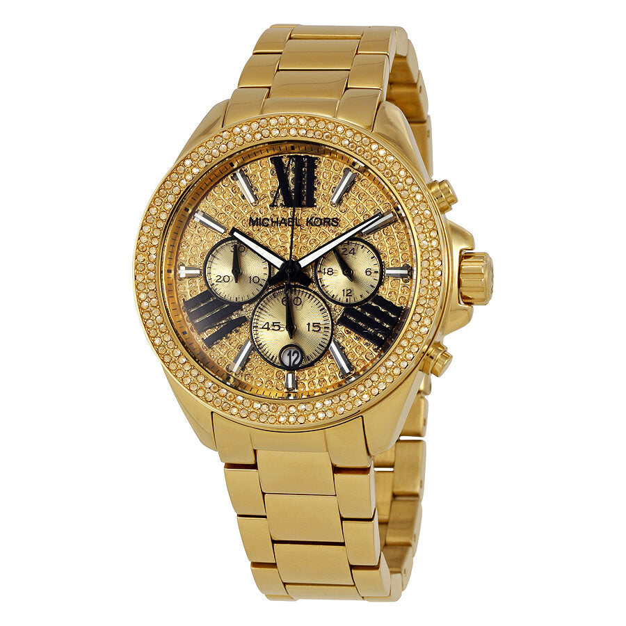Michael Kors Wren Chronograph Pave Dial Gold Women's Watch - MK6095