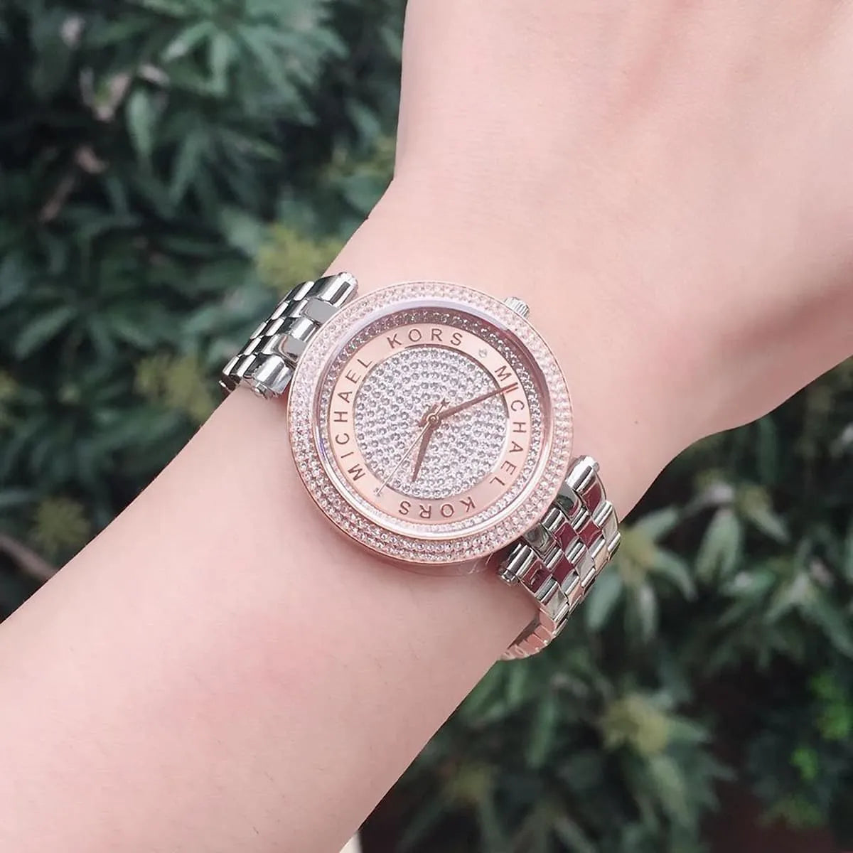 Michael Kors Mini Darci Pave Dial Silver Women's Watch - MK3446