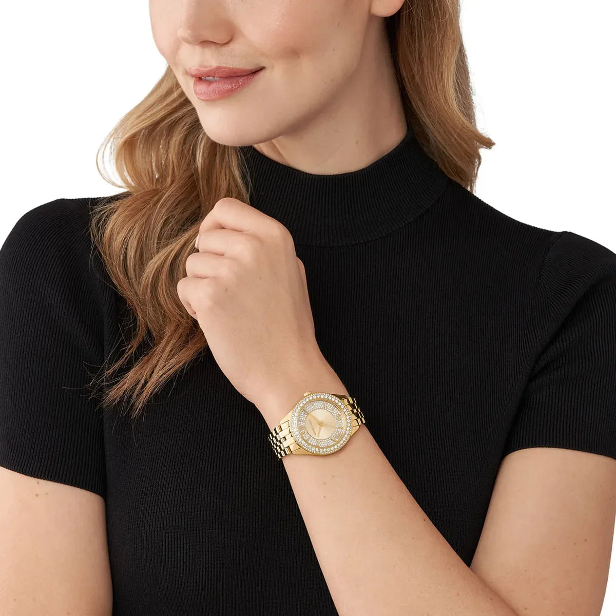 Michael Kors Harlowe Pave Quartz Crystal Gold-Tone Women's Watch - MK4709