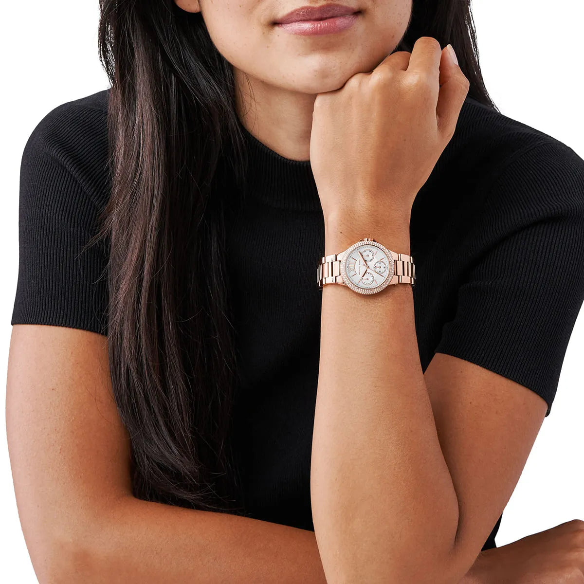 Michael Kors Camille Cronógrafo Cuarzo Cristal Esfera Blanca Reloj Mujer MK6845
