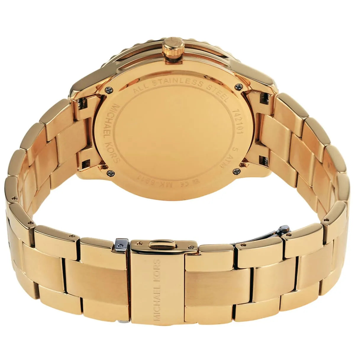 Michael Kors Runway MK6911 gold stainless steel bracelet strap with fold-over clasp