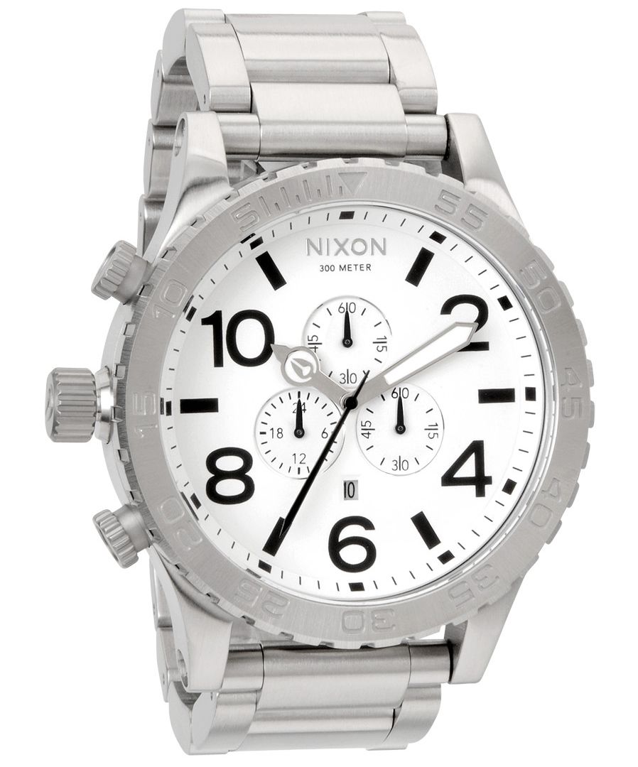 Nixon 51-30 Cronógrafo Esfera blanca Reloj de acero inoxidable para hombre A083-100