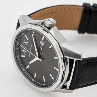 Armani Exchange Banks Black Leather Men's Watch - AX1735