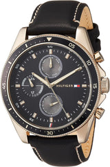 Tommy Hilfiger Parker Chronograph Black Dial Brown Leather Strap Watch For Men - 1791836 1791836 - Image 1