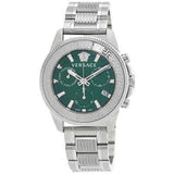Versace Greca Action Chronograph Quartz Green Dial Silver Steel Strap Watch for Men - VE3J00422 VE3J00422 - Image 1