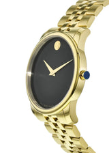 Movado Museum Black Dial Gold Steel Strap Watch For Men - 606997 606997 - Image 5