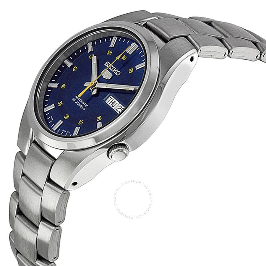 Seiko 5 Automatic Blue Dial Stainless Steel Men's Watch SNK615K1 - The Watches Men & Co #2