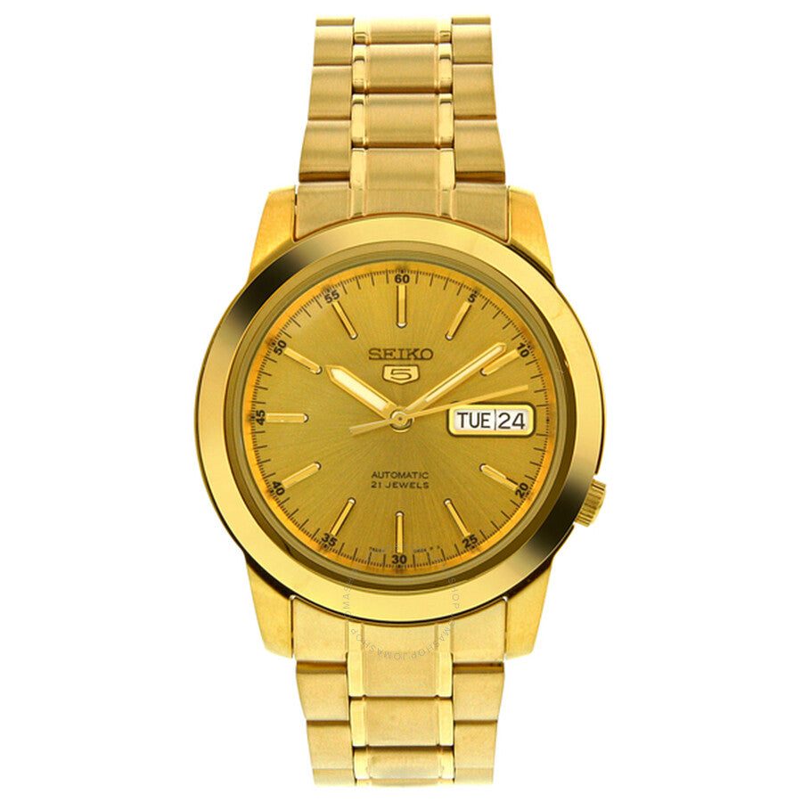 Seiko 5 Automatic Champagne Dial Yellow Gold-tone Men's Watch SNKE56