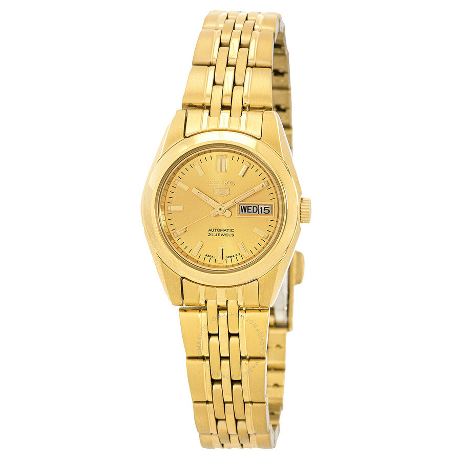 Seiko 5 Automatic Gold Dial Ladies Watch SYMA38K1 - The Watches Men & Co