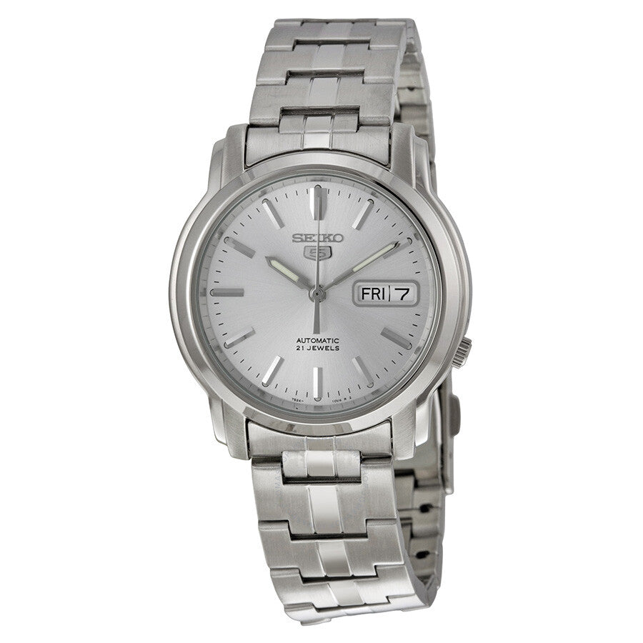 Seiko 5 Automatic Silver Dial Stainless Steel Men's Watch SNKK65 - The Watches Men & Co
