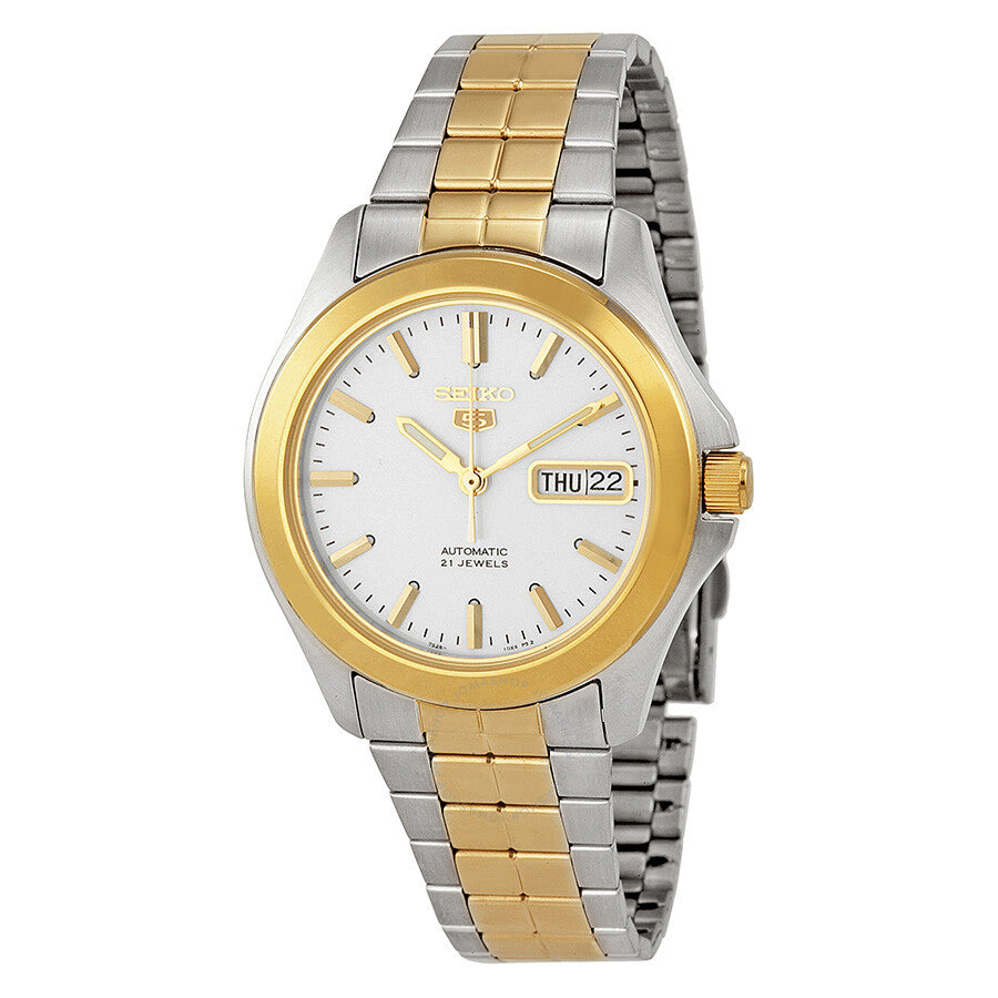 Seiko 5 Automatic Silver Dial Two-tone Men's Watch SNKK94 - Watches of America