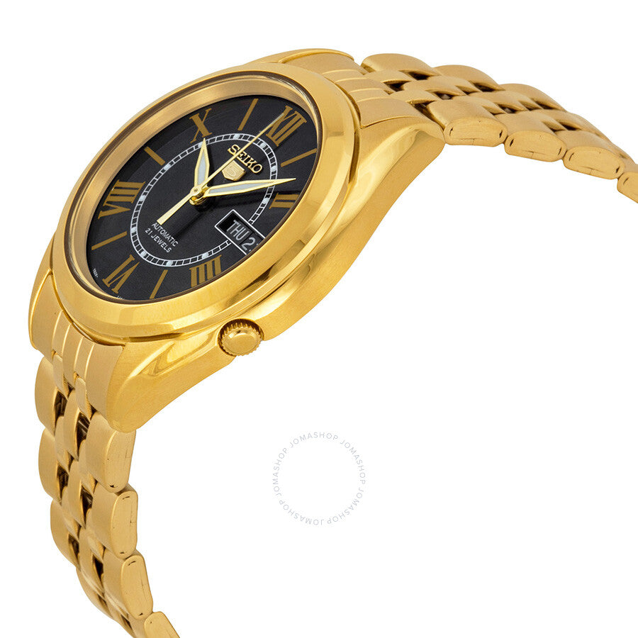 Seiko 5 Vintage Automatic Black Dial Yellow Gold-plated Men's Watch SNKL40 - The Watches Men & Co #2