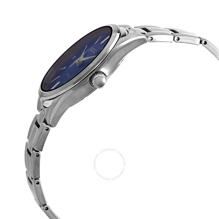 Seiko Classic Quartz Blue Dial Grey Titanium Men's Watch SUR373
