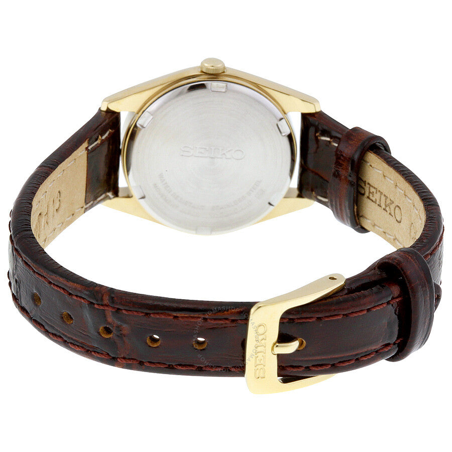 Seiko Core Champagne Dial Brown Leather Ladies Watch SUT120 - The Watches Men & Co #3