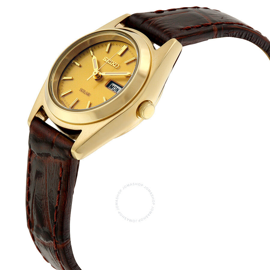 Seiko Core Champagne Dial Brown Leather Ladies Watch SUT120 - The Watches Men & Co #2