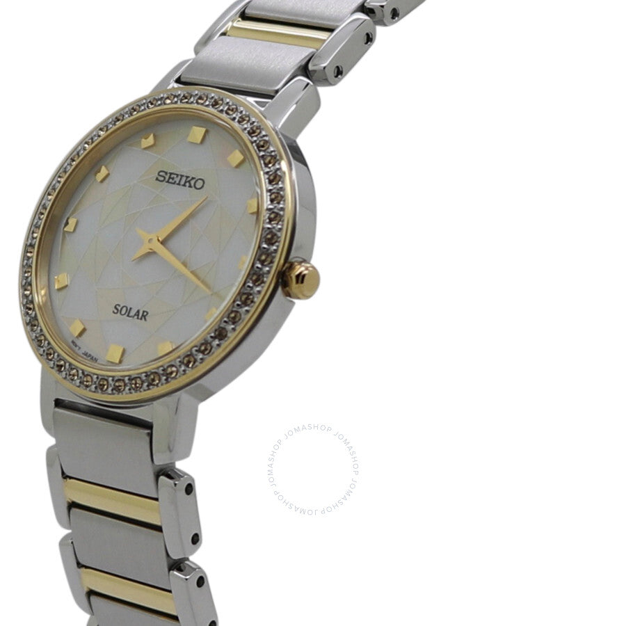 Seiko Crystal Silver Gold Dial Ladies Watch SUP454P1 - The Watches Men & Co #2