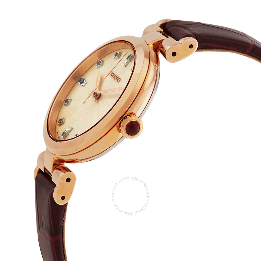 Seiko Dress Quartz Diamond Champagne Dial Ladies Watch SRZ548 - The Watches Men & Co #2