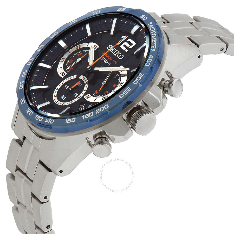 Seiko Essentials Chronograph Quartz Blue Dial Men's Watch SSB345P1 - The Watches Men & Co #2