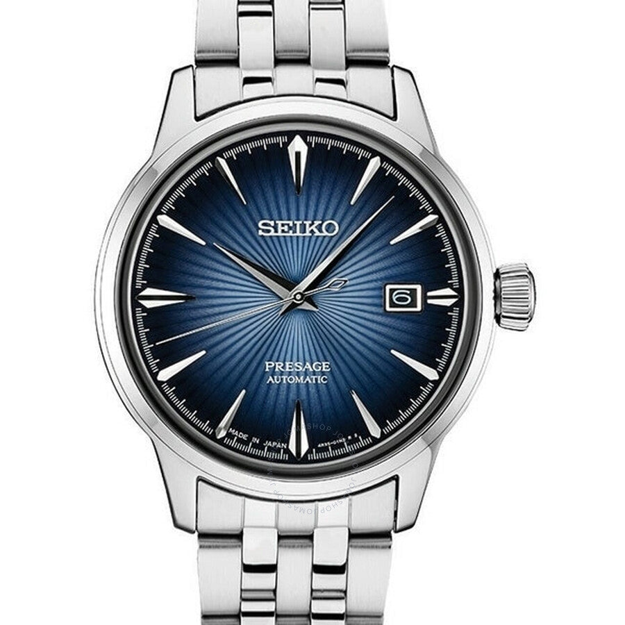 Seiko Presage Automatic Black Blue Dial Men's Watch SRPB41 - Watches of America