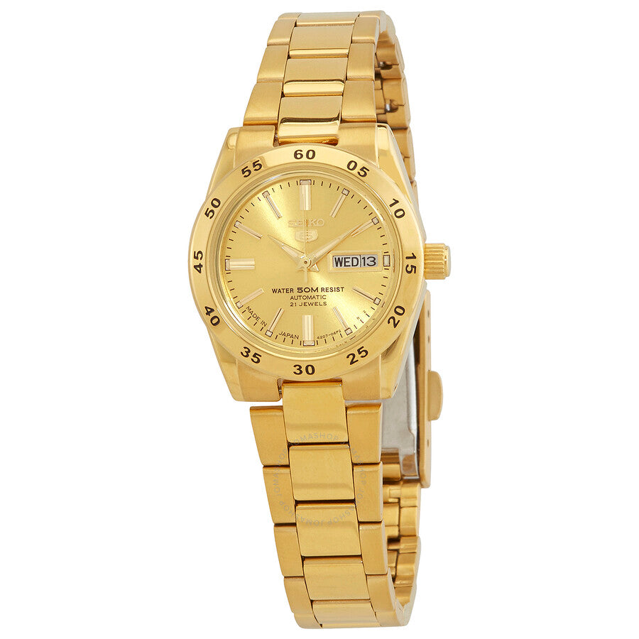 Seiko 5 Automatic Champagne Dial Ladies Watch SYMG44J1 - Watches of America