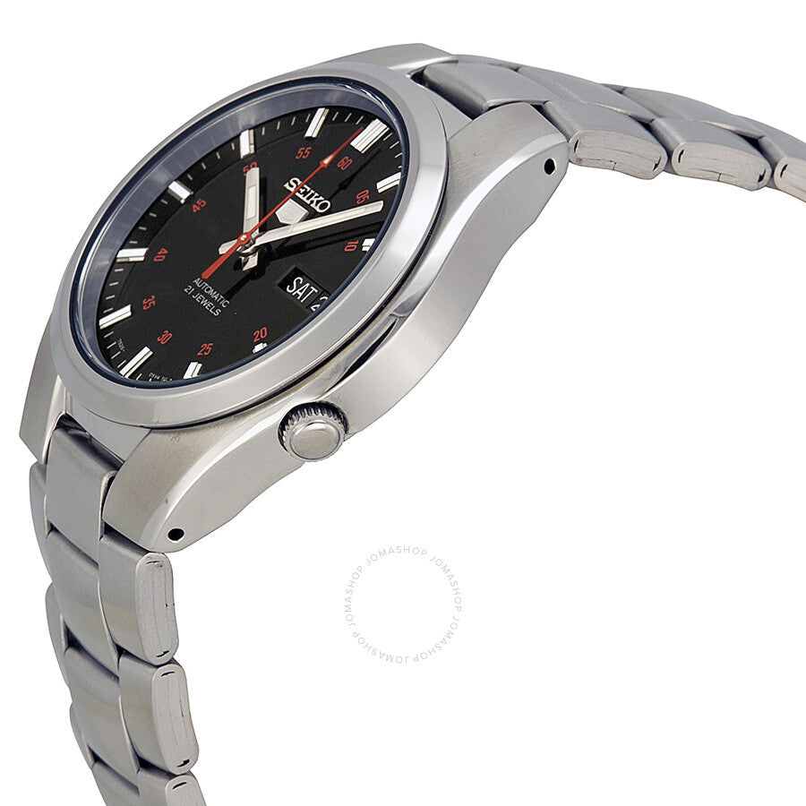 Seiko Series 5 Automatic Black Dial Stainless Steel Men's Watch SNK617 - The Watches Men & Co #2