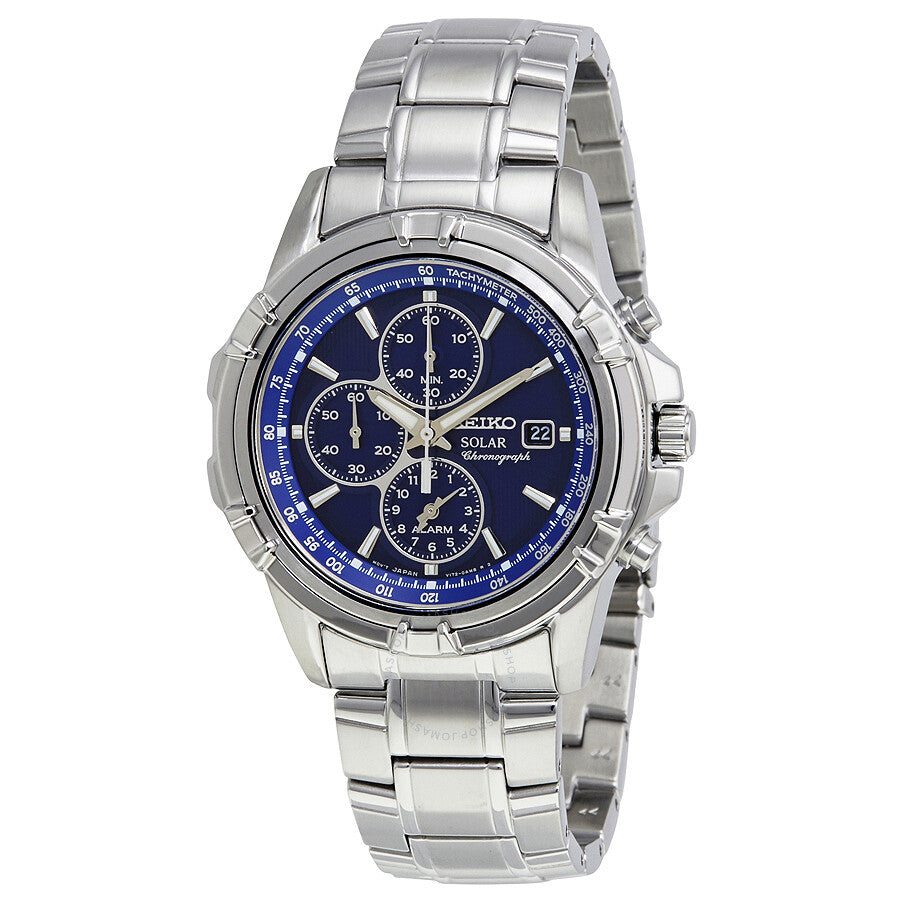Seiko Solar Alarm Chronograph Blue Dial Men's Watch SSC141 - Watches of America