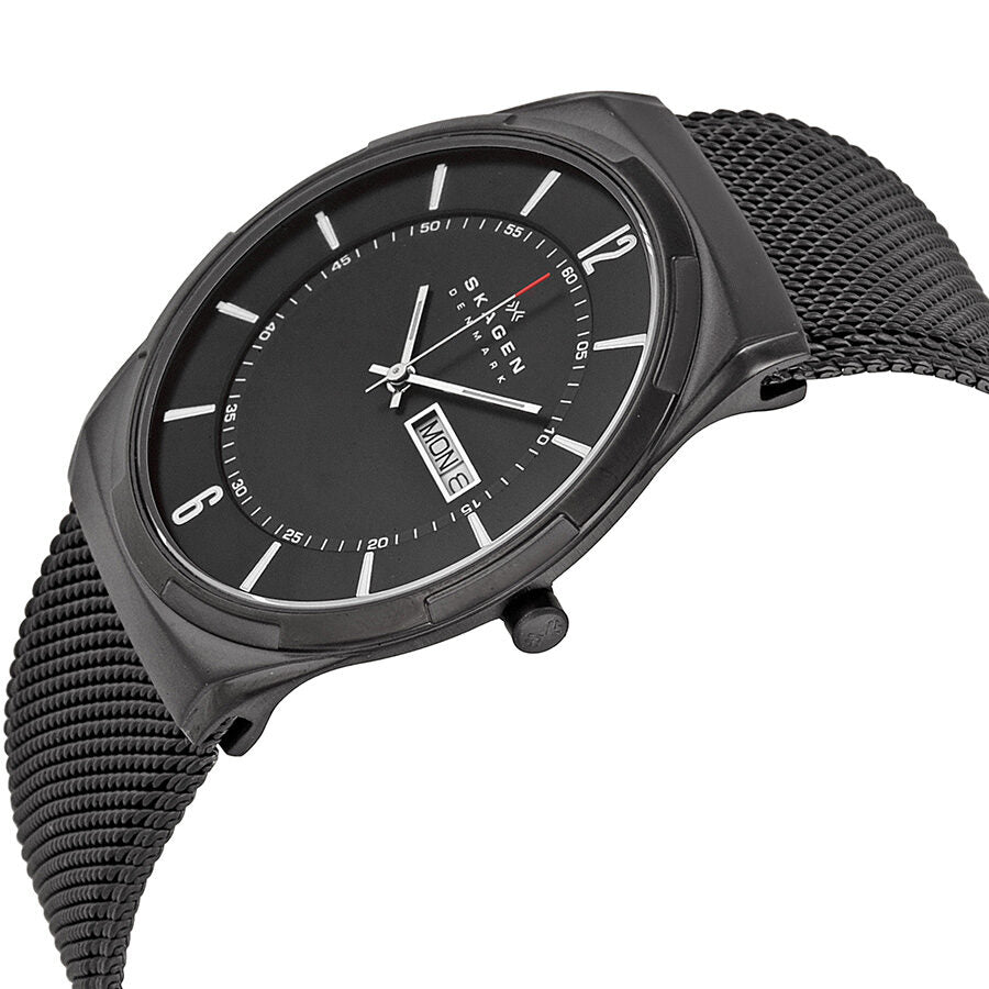 Reloj Skagen Aktiv con esfera negra y malla de PVD negro para hombre SKW6006
