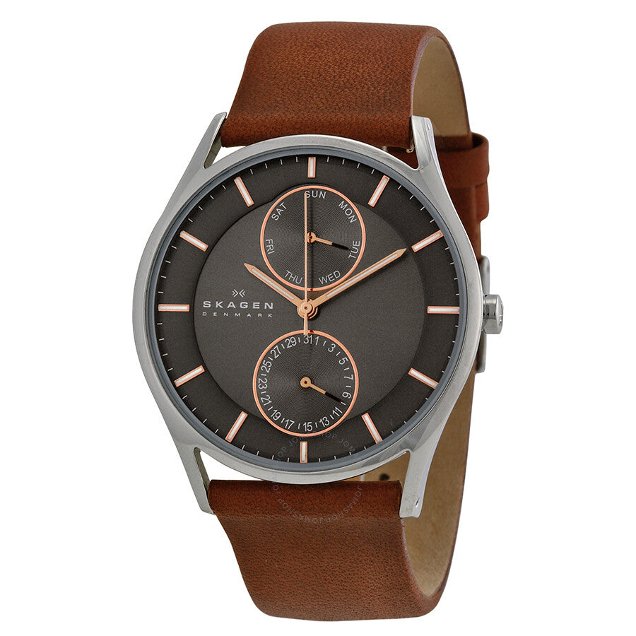 Skagen Holst Charcoal Dial Marrón Cuero Hombre Reloj SKW6086