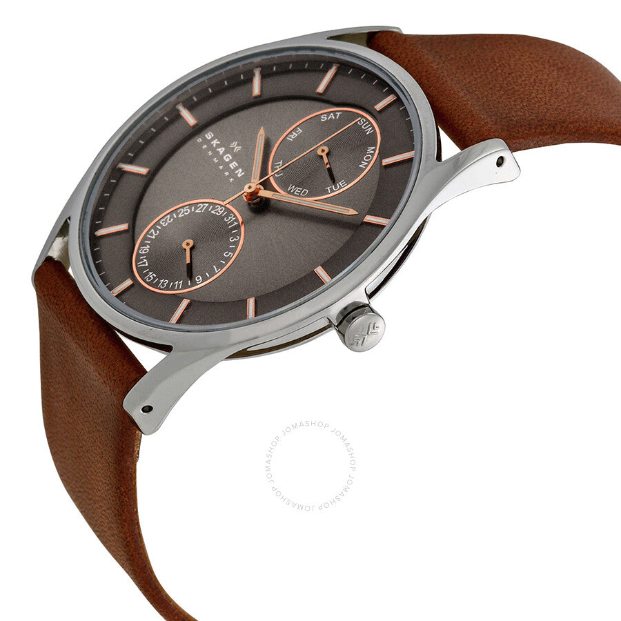 Skagen Holst Charcoal Dial Marrón Cuero Hombre Reloj SKW6086