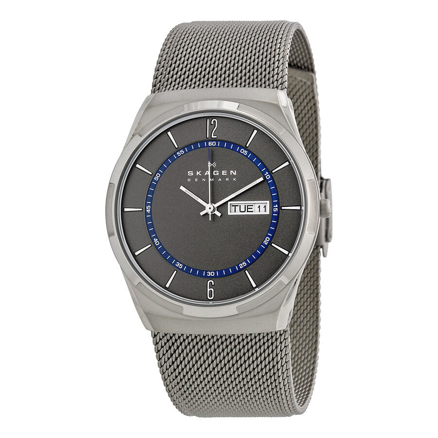 Skagen Melbye Reloj de malla de acero inoxidable con esfera gris para hombre SKW6078